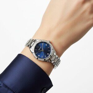 NWT Authentic Bulova Quartz Crystal Blue Dial Women's Watch